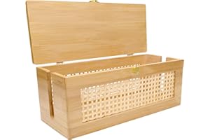 Txcucc Solid wood Cable Management Box，- Cable Organizer Box and Power Strip Box for Electrical Cord Management - Under Desk Cord Organizer for TV Wires Computer Router & Power Strip