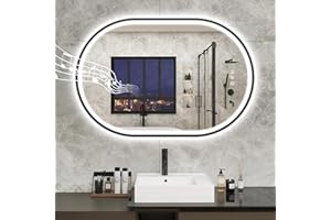 STARLEAD 24"x36" LED-Bathroom-Mirror-with-Lights, Wall-Mounted with Bluetooth, Anti-Fog, 3 Color Temperature Dimmable Brightness, Waterproof, Tempered Glass, Frontlit & Backlit, Black Frameless Oval