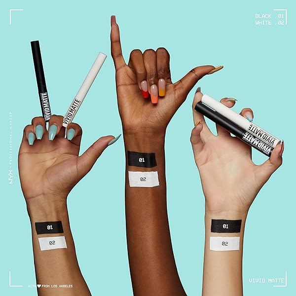 NYX PROFESSIONAL MAKEUP VIVID MATTE LIQUID LINER, SMEAR-RESISTANT EYELINER WITH PRECISE TIP – WHITE