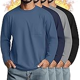 August Alley 4 Pack Men's Big and Tall Thermal Shirts Fleece Lined Long Sleeve Underwear Top Crew Neck Undershirts Base Layer