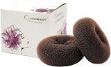 CLOTHOBEAUTY 2pc Extra Large Hair Bun Donut Maker Ring Style Chignon Brown 4.3in view 4