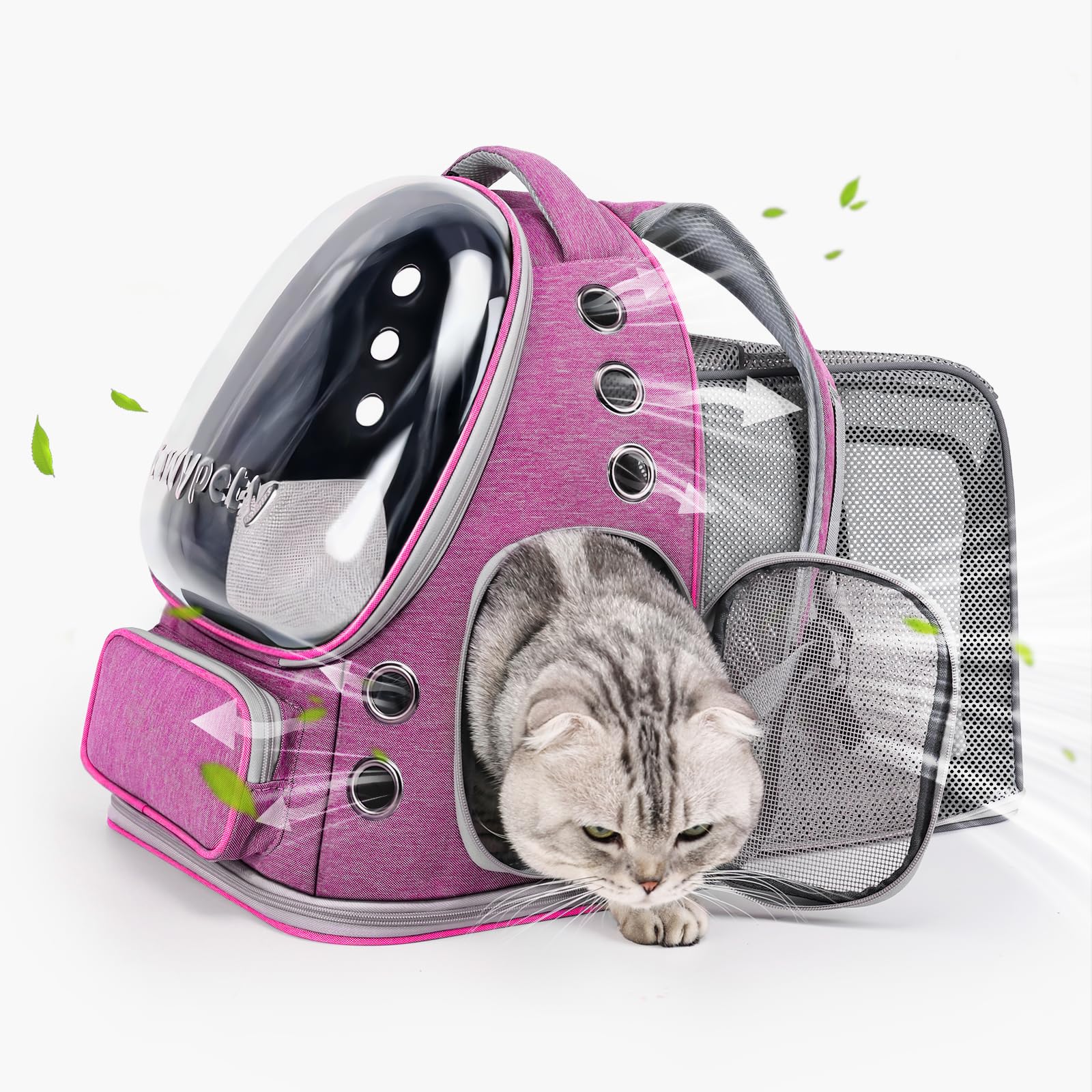 Photo 1 of Cawypety Expandable Cat Backpack,Cat Bubble Backpack Carrier for Carrying Cats, Pets and Small Dogs,Airline-Approved,Designed for Travel, Hiking, Walking,Car ?Pink