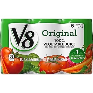 V8 Original 100% Vegetable Juice, 5.5 oz. Can (8 packs of 6, Total of 48)