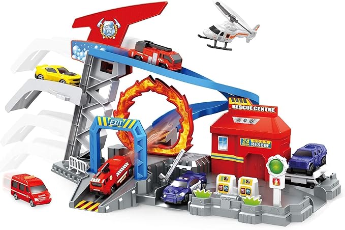 Toys Bhoomi Ultimate Speed Track Car Garage Rescue Centre Playset Toy with Vehicles Cars Fire Engines (P869-A)