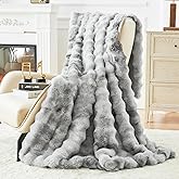 Bigacogo Faux Fur Throw Blanket for Couch, Fuzzy Soft Plush Thick Warm Bubble Blankets for Sofa Bed Living Room Décor, Cute Luxury Cozy Fluffy Throw Gift for Women Girls, 50"x60", Tie-dye Grey