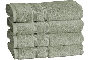 Mosobam Luxury Turkish Set of 4 Hand Towels 16X30 Seagrass Green 700 GSM Bamboo Viscose & Aegean Turkish Combed Cotton