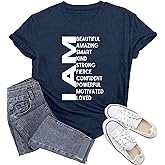 Wlen Inspirational Shirts for Women Motivational Tshirt I Am Beautiful Tee Tops