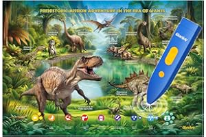 QIAOJOY Bilingual Interactiv Dinosaur Poster for Kids Learning and Educational Toys,Talking Educational Kid Dinosaur Toy for Ages 3 to 12 Years Old, Learning Chart for Preschool Learning Activities