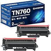 TN760 TN-760 Toner Cartridge Replacement for Brother TN760 TN-760 TN 760 MFC-L2710DW MFC-L2750DW HL-L2350DW HL-L2370DW HL-L2395DW HL-L2390DW DCP-L2550DW Printer High Yield Black 2 Pack