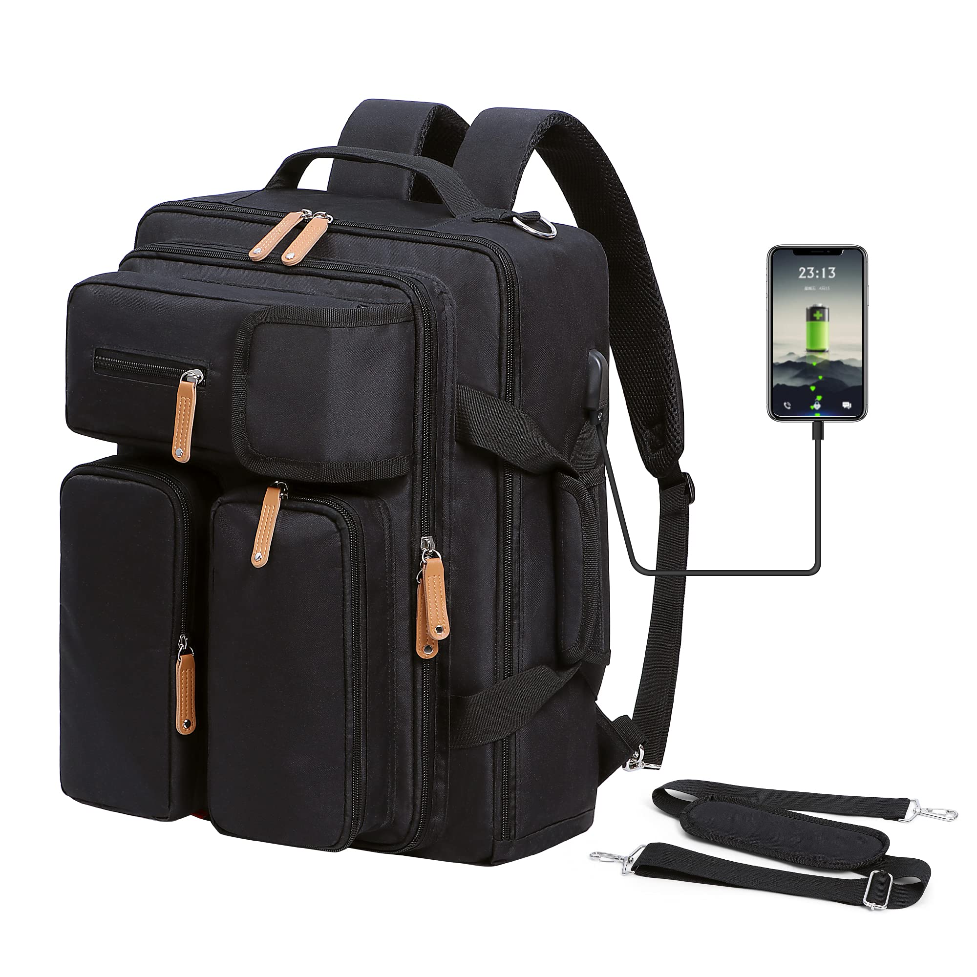 Diaper Bag Multi-Function Waterproof Travel Backpack Nappy Tote Bags for Baby Care, Large Capacity, Stylish and Durable (Black)