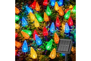 Brightown LED C6 Solar String Lights Outdoor Waterproof Fairy Lights, 22.64ft 50 LEDs Multicolor Solar Christmas Lights Outdoor, Christmas Decorations for Christmas Garden Yard Fence Patio Party Decor