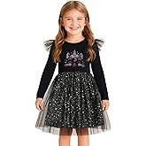 HILEELANG Girl Holiday Dress Long Sleeve Novelty Tulle Tutu Princess Party Dress