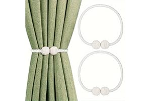 Curtain Tiebacks Set of 2 Loop Style Holdbacks with Beaded Ball Ends Wrap Around No Drill Window Drapery Holder