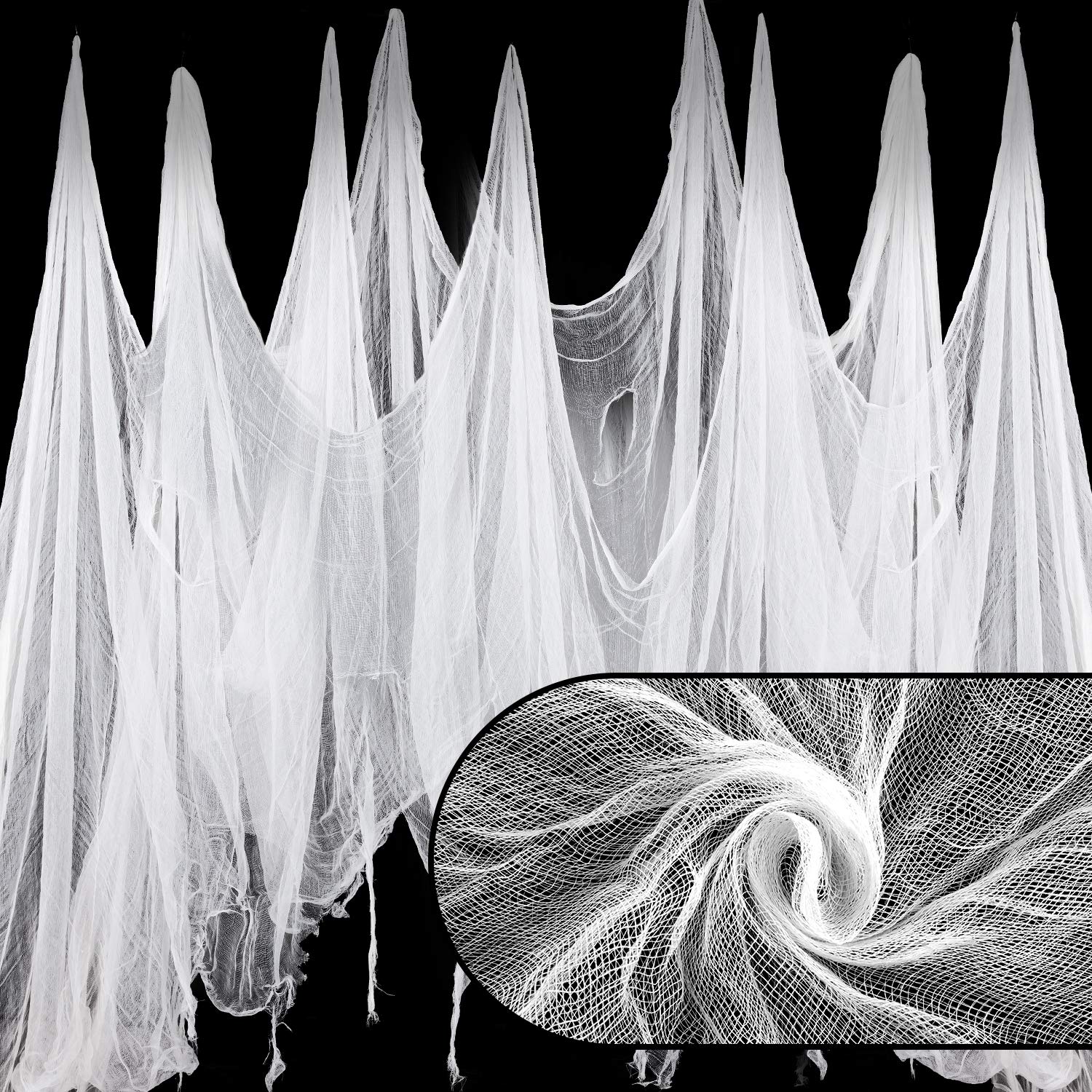 Whaline Halloween White Creepy Cloth 276 x 87 inch Spooky Halloween Decoration for Haunted Houses Party Supplies