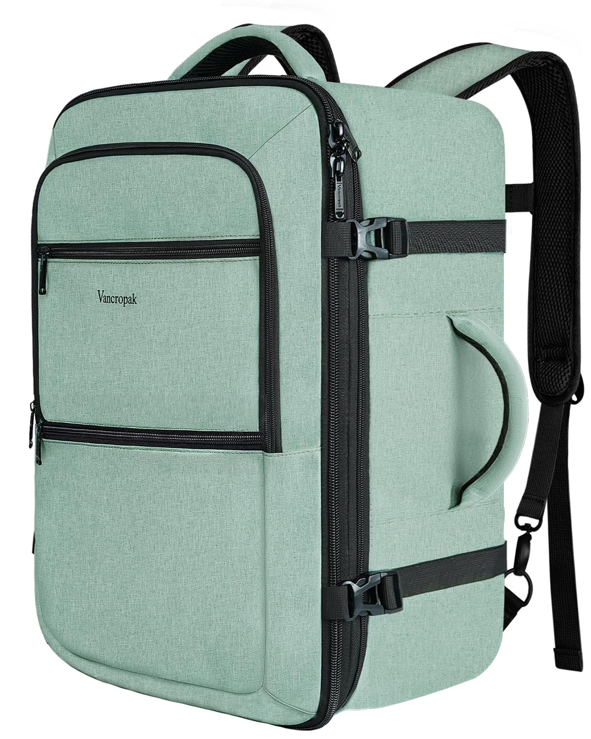 Photo 1 of Vancropak Carry On Backpack, 50L Expandable Extra Large Travel Backpack, Flight Approved Water Resistant Luggage Suitcase Daypack, Lightweight Personal Business Weekender Bag for Men & Women, Cyan