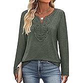 XIEERDUO Boho Tops for Women Blouses Dressy Casual V Neck Long Sleeve Shirts Fall Outfits Trendy Vacation Clothes