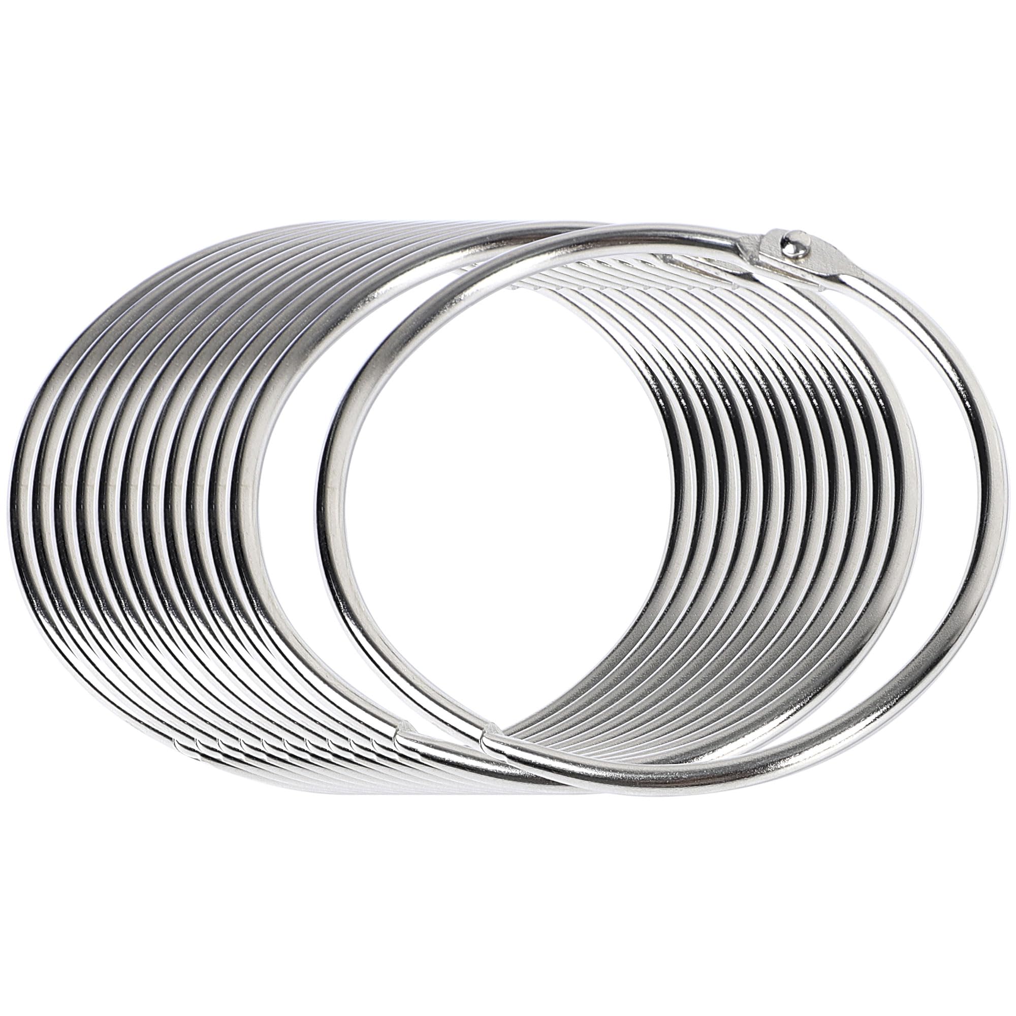 Sourcingmap 12 Pack Loose Leaf Binder Rings, 3.1 Inch Metal Binder Rings Hinge Snap Book Ring, Keychain Key Rings for Index Cards, Home or Office