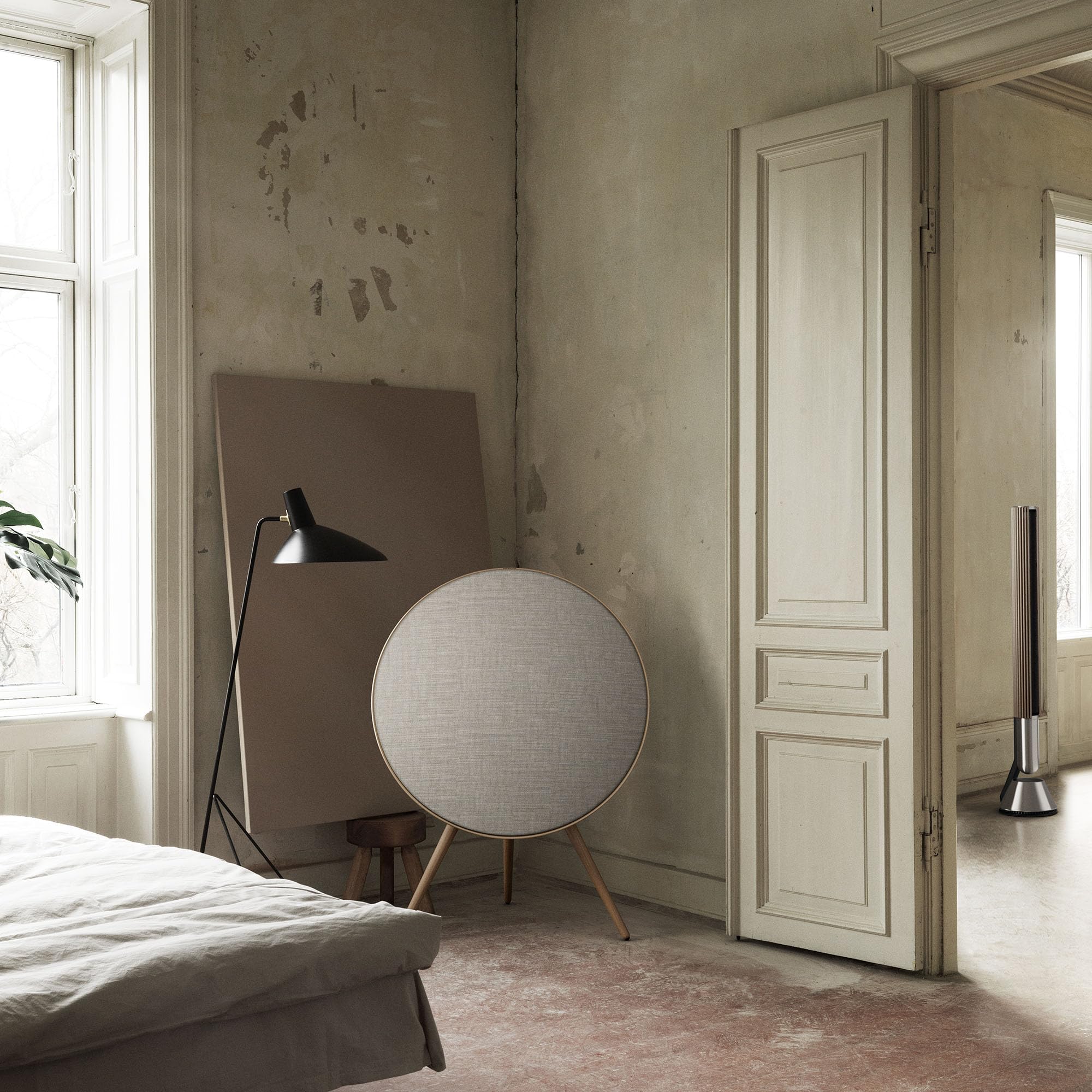 Bang & Olufsen Beosound A9 (5th Generation) - Iconic and Powerful Multiroom WiFi and Bluetooth Home Speaker with Active Room Compensation, Natural Aluminum