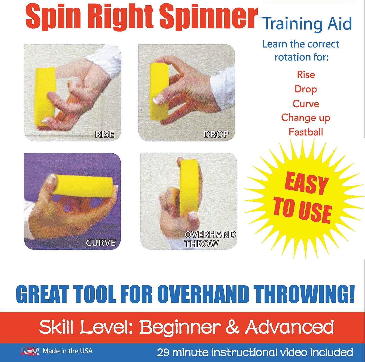 Spin Right Softball Spinner Fastpitch for Pitcher Overhand Thrower Training Aid Equipment, Perfect for Pitching & Throwing, Used at Top Collegiate Programs, 1 Pack : Sports & Outdoors