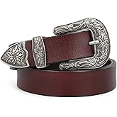 WERFORU Western Belt For Women,Cowgirl Cowboy Belt For Jeans Pants With Silver Vintage Western Buckle