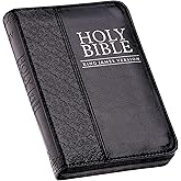 KJV Holy Bible, Mini Pocket Bible – Zippered Black Faux Leather Bible w/Ribbon Marker, King James Version