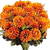 MUTCOLOR Fall Flowers Artificial for Decoration, 18 Heads Fake Mums Fall Floral Arrangement Silk Chrysanthemums Bouquet for Outdoor Home Indoor Table Pots Vase Cemetery Decoration, 2 Pcs
