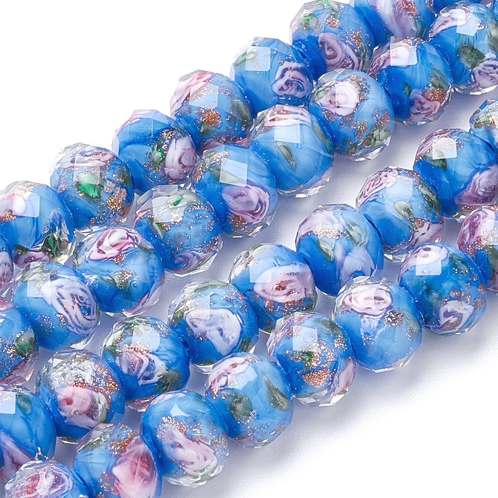OLYCRAFT 45pcs 11~12mm Gold Sand Lampwork Beads Glass Handmade Round Loose Beads for Rosary Making Jewelry Craft Making with 1.6~2mm Hole - Cornflower Blue — image 1