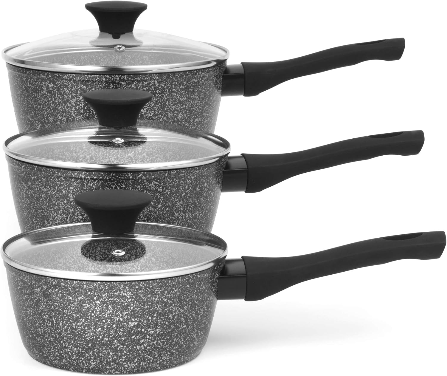 Salter Megastone 3-Piece Pan Set, Non-Stick Cooking Pots, Induction Hob Suitable, 16/18/20 cm Saucepans - Image 3
