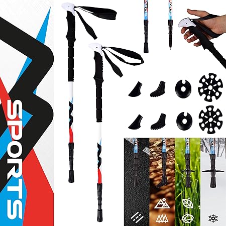 Msports Nordic Walking - Trekking Carbon Stöcke Premium - aus hochwertigem Carbon - Superleicht - auswählbar mit Tragetasche 