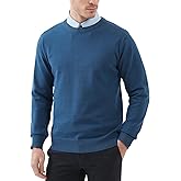 Kallspin Men's Crew Neck Sweater Pullover Regular Fit Pure Cotton Long Sleeve Lightweight Knit Casual Everyday Layering