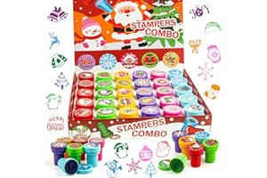 FOIMAS 30pcs Christmas Stamps for Kids,Assorted Self Inking Christmas Stamper Santa Snowflake Reindeer Xmas Stamps for Kids Christmas Stocking Stuffer Goody Bag Filler Christmas Party Favor