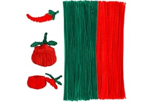 kdafio 120 Pieces Pipe Chenille Stems, Christmas Solid Color Pipe Cleaners Set Pipe Cleaners Chenille Stem Cleaners Pipe Cleaners for DIY Arts Crafts Decorations (Red+Green)