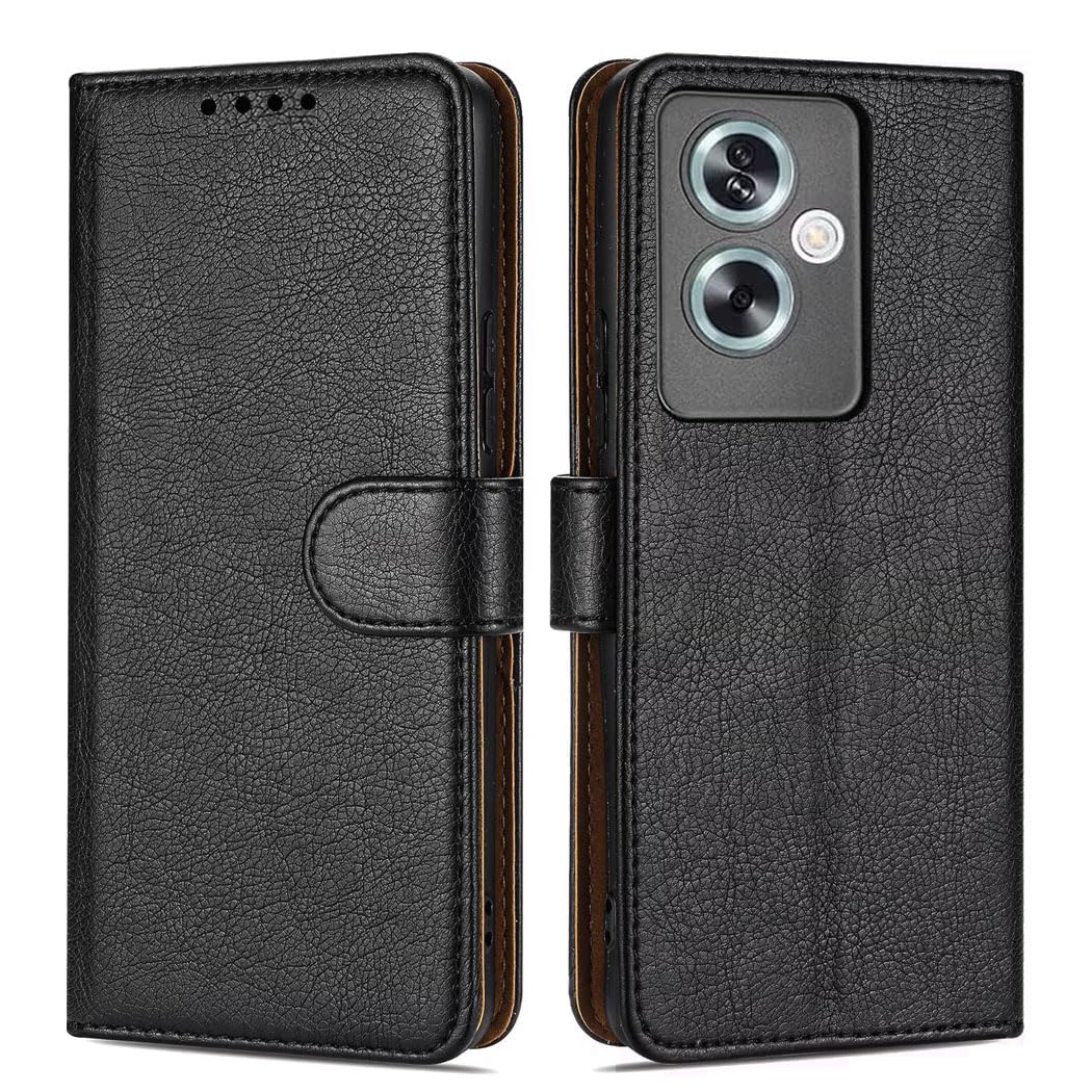 GAPlus PU Leather Flip Cover Wallet Case For OPPO A79 5G Card Holder Magnetic Kickstand Black