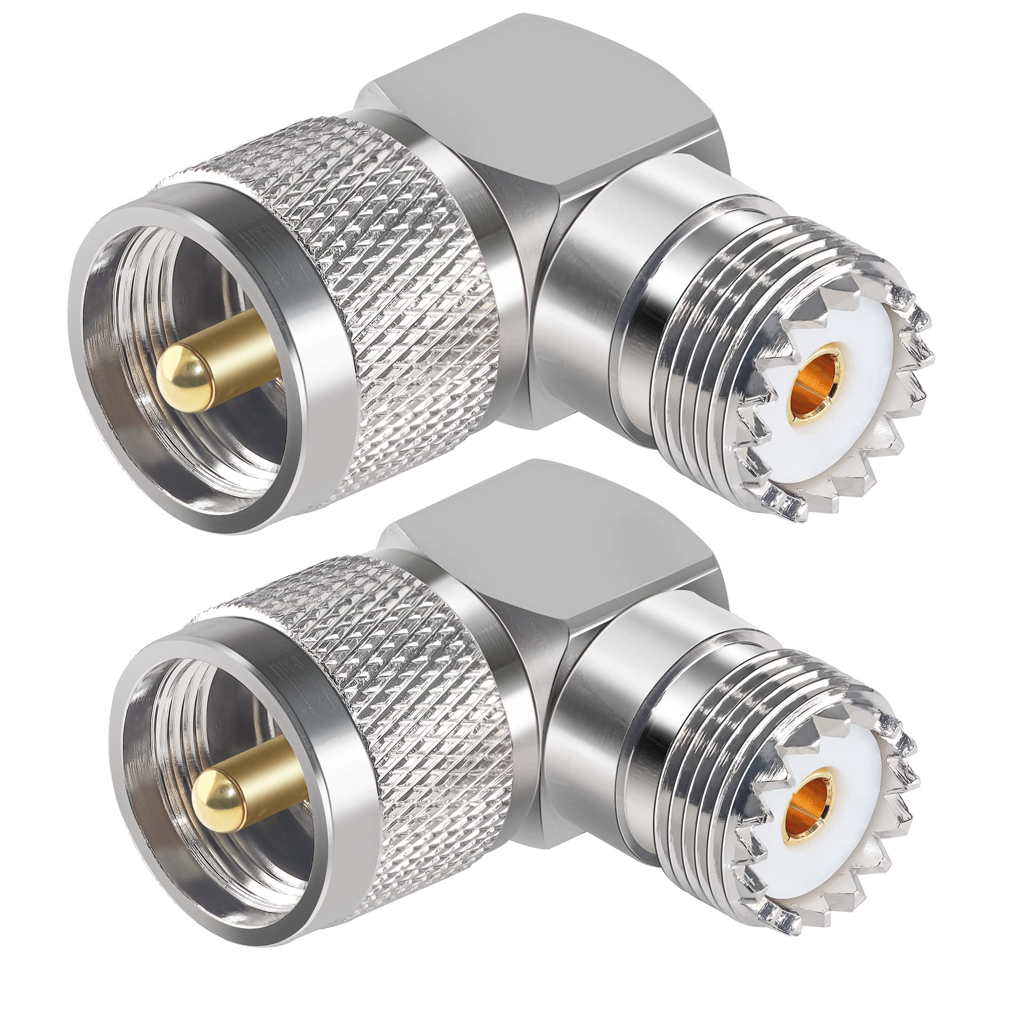 TUOLNK Right Angle UHF PL259 Male to SO239 Female RF Coax Adapter 90 Degree for CB Radio Ham Radio Antenna Pack of 2 โ image 1
