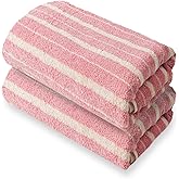 Lyntrique Pink Bath Towels - Set of 2 Made Cotton 27x55 Inches Highly Absorbent for Bathroom (Linea)