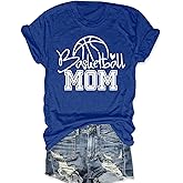 Sunidol Womens Basketball Mom Shirt Short Sleeve Crewneck Basketball Printed Casual Cute Graphic Tee for Mom