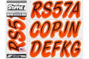 STIFFIE Whipline Black/Orange 3" Boat & PWC Registration Decals • Numbers Letters Stickers