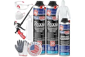 MAGIC CHEMS Spray Foam Insulation Kit (2 Pack-25.4 oz) Expanding Foam Sealant for Thermal & Acoustic InsulationFoam, Closed Cell, High Density SprayFoam, Covers up to 40 Board feet/sq. ft. Cleaner, Gun