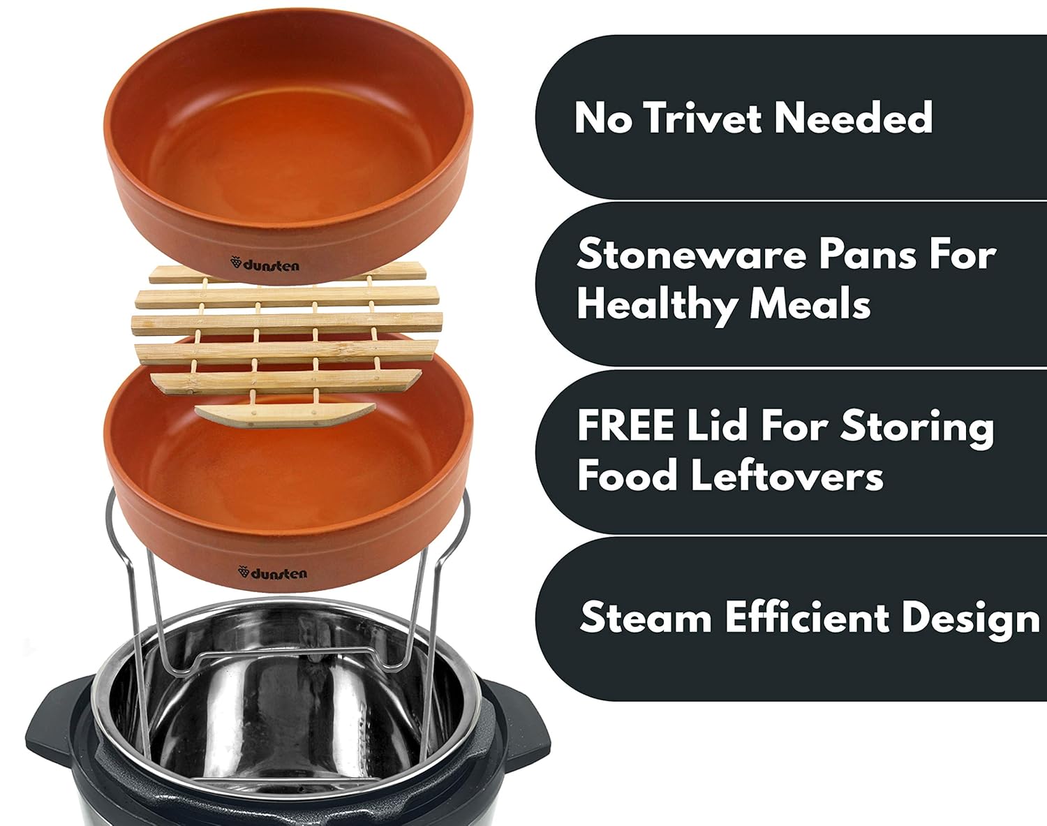 Dunsten Stackable Steamer Insert Pans for Instant Pot (6 and 8 Quart