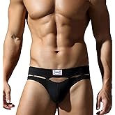 FEOYA Men's Sexy Cutout Low Rise Bikini Briefs Breathable Pouch Bulge Panties Underwear Underpants