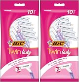 BIC Twin Lady Disposable Razors 2 Stainless Blades 5 Colours Pack of 20