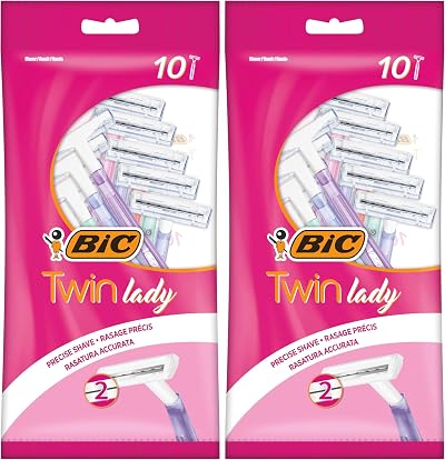 BIC Twin Lady Disposable Razors 2 Stainless Blades 5 Colours Pack of 20