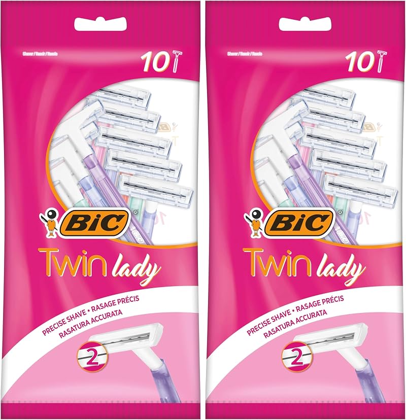 BIC Twin Lady Disposable Razors 2 Stainless Blades 5 Colours Pack of 20