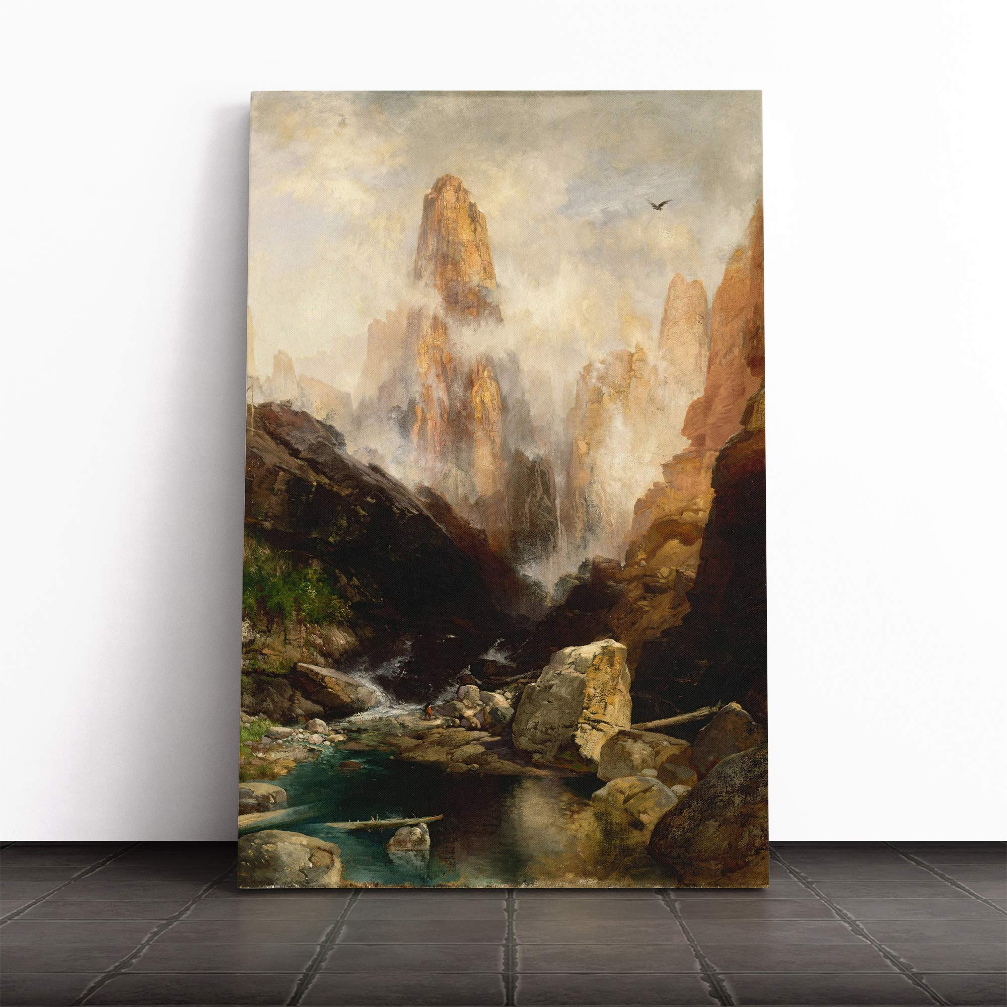 Thomas Moran Mist in Kanab Canyon Utah Canvas Print | Gallery Wrapped 30mm Frame Wall Art | 20x14 inches | Ready to Hang | Modern Landscape Picture | Living Room Bedroom Lounge Office