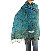 Falari Women's Woven Reversible Paisley Pashmina Shawl Wrap Scarf 80" x 27"