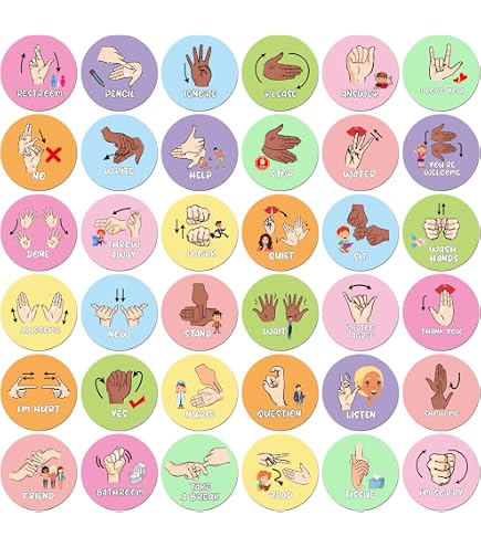 ASL Visual Cues For Classroom 15 Pcs Classroom Hand Signal Cards With ...