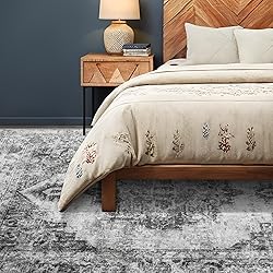 Area Rug 6x9 Vintage Rug: Washable Indoor Medallion