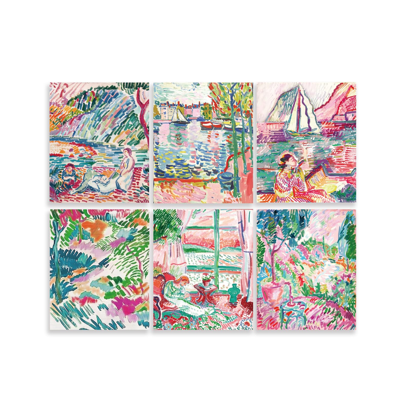 WEBEEDY 6 Pack Matisse Wall Art Matisse Poster Aesthetic Wall Art Henri Matisse Vintage Prints Landscape Wall Decor 8x10 Inch Abstract Poster,Unframed Canvas Prints Home Office Decorations,20x25cm