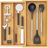 Lifewit Utensil Drawer Organizer, Expendable Cooking Silverware Tray for Kitchen Drawer, Bamboo Adjustable Cutlery Flatware H