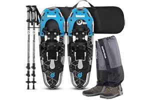 Odoland 21/25/30 Inch Snowshoes with Trekking Poles for Men Women Youth, Waterproof Snow Leg Gaiters and Carrying Bag, Lightweight Aluminum, Heel Lift, Snow Shoes Easy to Wear